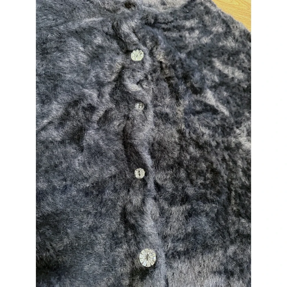 Free People FP One Black Fuzzy Eyelash Knit Batwing Cropped Cardigan Sweater M